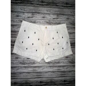 Polo Ralph Lauren Chino Shorts Womens 10 (34 x 3L) White Pony Logo Embroidered